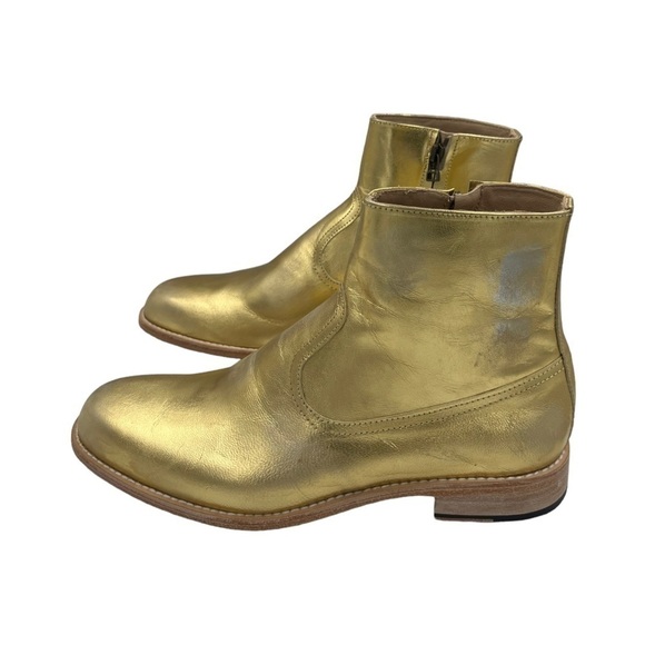 NWOT George Esquivel Boswell Chelsea Boot Zip-Up Gold Leather 10.5 - Picture 8 of 13